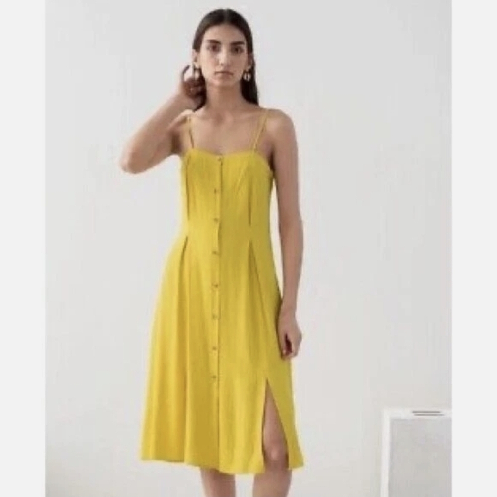 NWT & Other Stories Yellow Button-Front Midi Dress Size 10